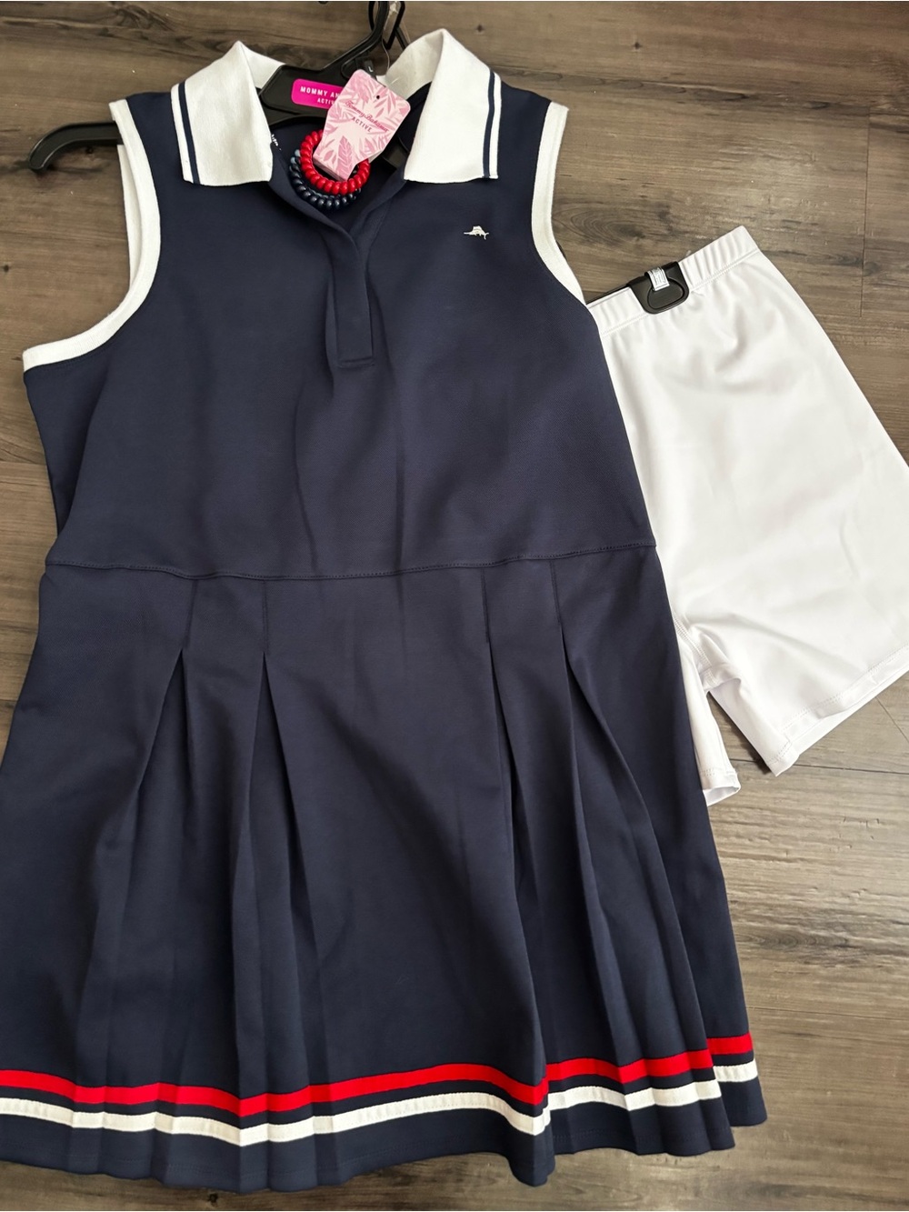 Tommy Bahama girls dress with bike shorts and Hair Ties L 12-14  NWT